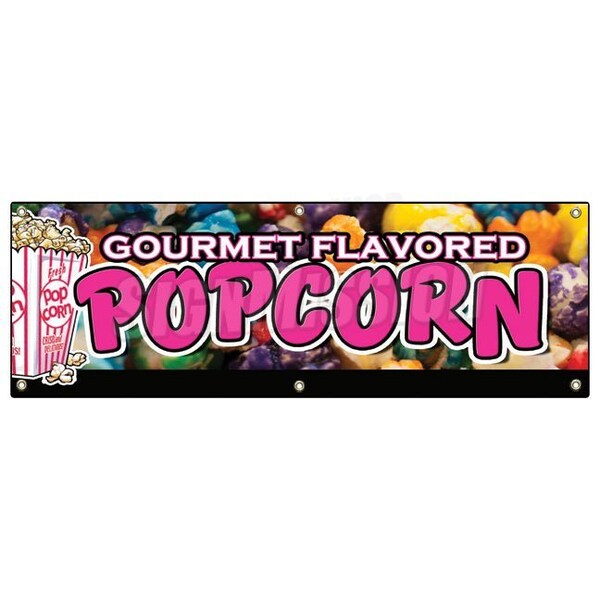 Signmission GOURMET FLAVORED POPCORN BANNER SIGN flavoring flavor caramel gift B-72 Gourmet Flavored Popcorn - main